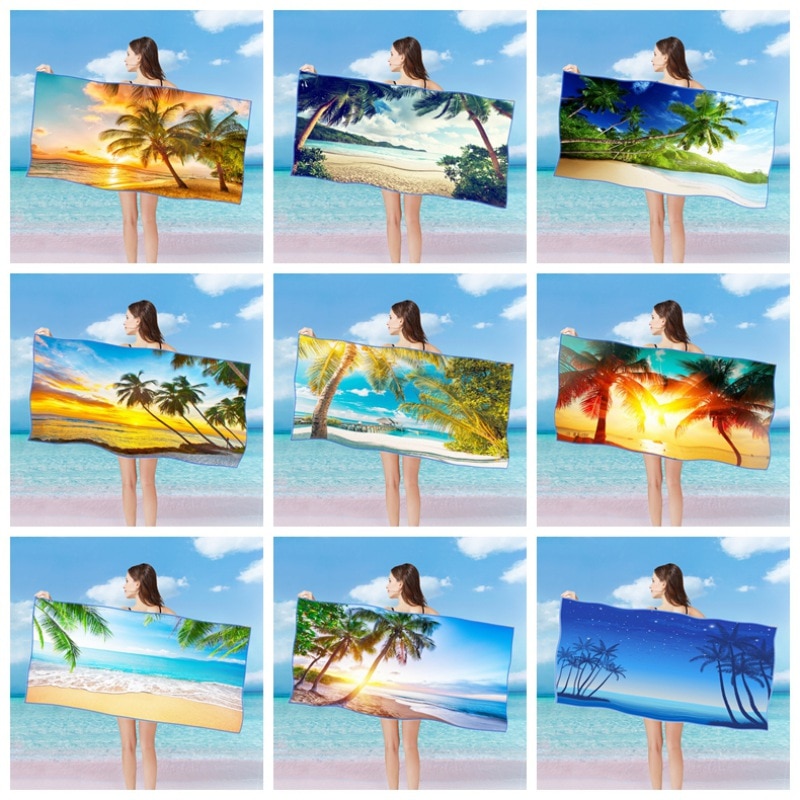 Serie 4 160*80cm 3d hd tryckt bad simning handduk quik torr mikrofiber tyg sand gratis multifunktion badlakan