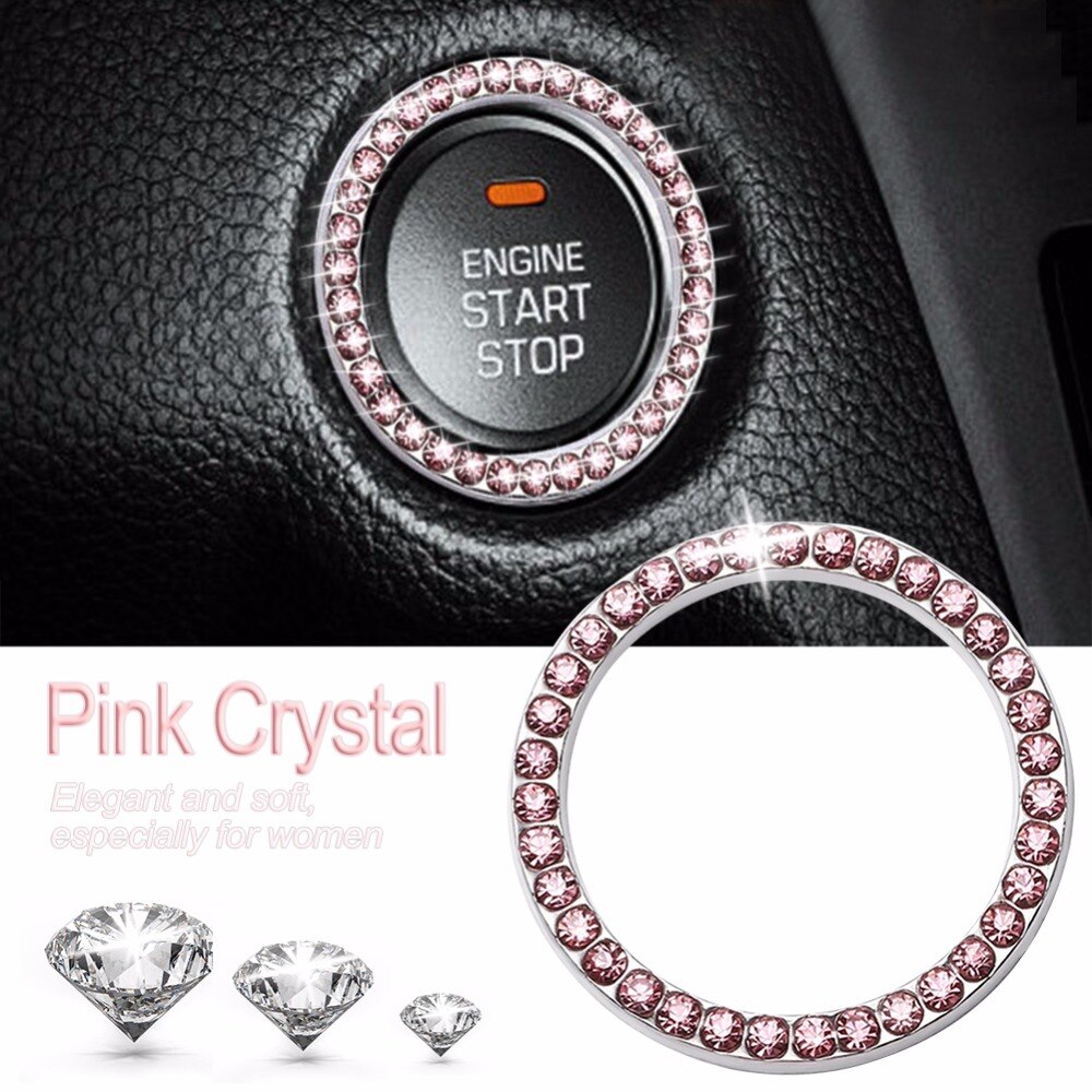 Accesorios decorativos para coche de 40mm/1,57 ", botón de inicio de automóvil, anillo decorativo de diamantes de imitación, embellecedor circular