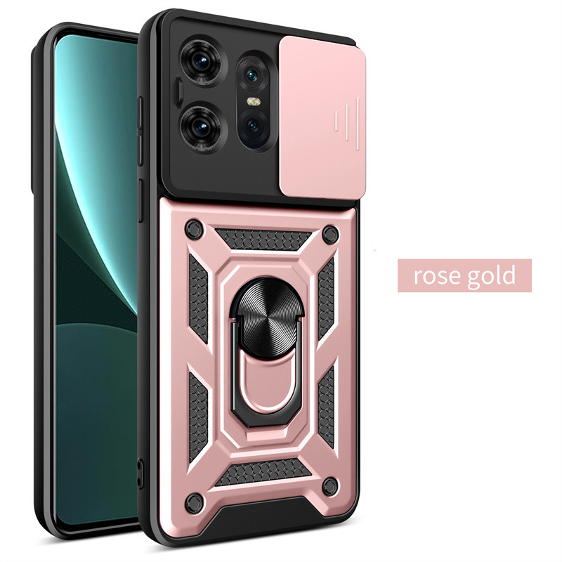 Pansercover til motorola moto edge 50 pro fusion ultra edge 40 neo med linsebeskyttelse og magnetisk ringholder.: Abs / Hvid