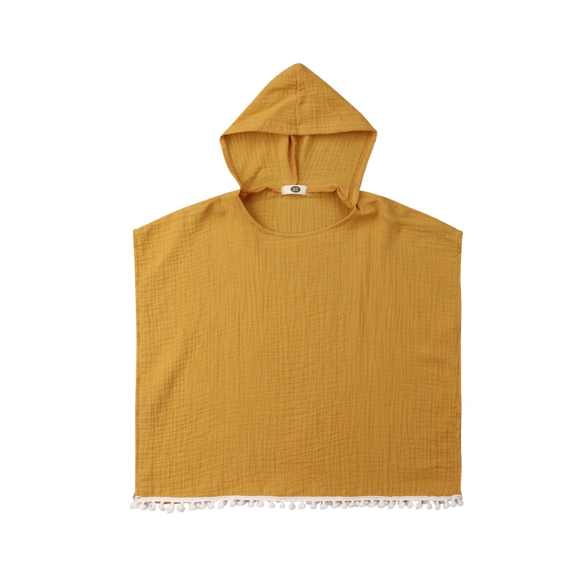 Brand Toddler Child Kids Baby Girl Long Cape Dress Hooded Tassel Solid Cotton Cloak Poncho Jumper Cape Clothes 6M-4T: Yellow / 2T