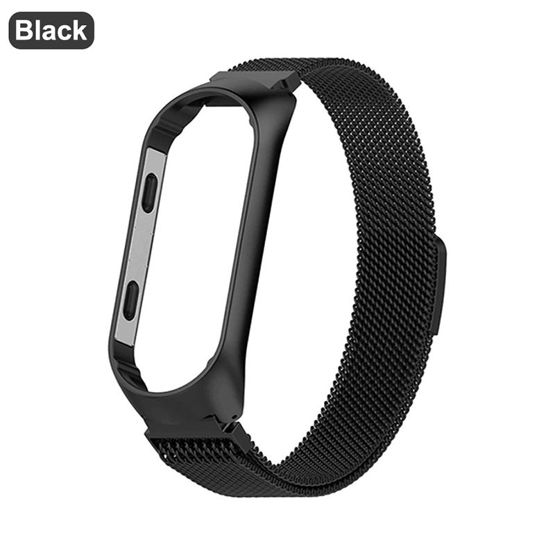 Correa para Xiaomi mi Band 4 pulsera de Metal para mi band 3 correa de muñeca de acero inoxidable para mi band reemplazo pulsera Accesorios: Black / For Mi Band 4