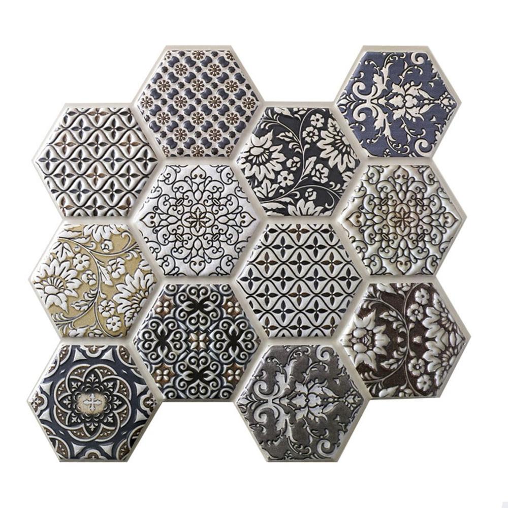 Funlife-azulejo de mosaico autoadhesivo, pegatina de pared de vinilo para decoración de baño y cocina, palo de cáscara impermeable, Panel de azulejos de PVC