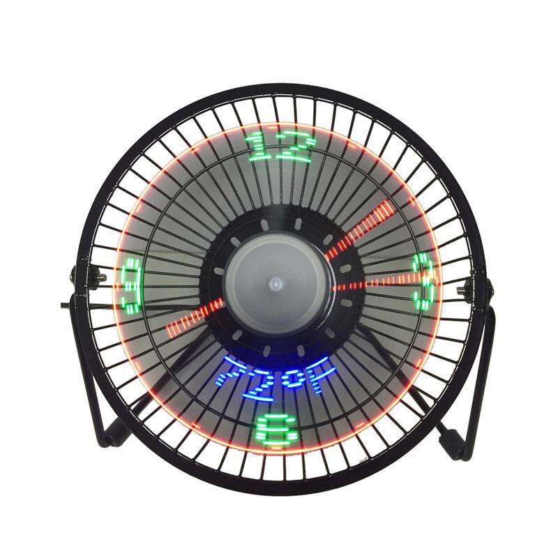 Time Clock USB Cooling Fan Desktop Clock Cooler Time LED Clock Display Temperature USB LED Clock for Home Office