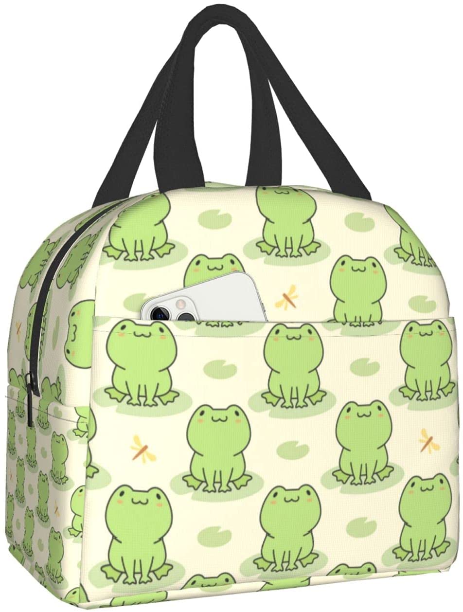 Funny Cute Frog Animal Lunch Bag Travel Box Work Bento Cooler Reusable Tote Picnic Boxes Insulated Shopping Bags for Women Men