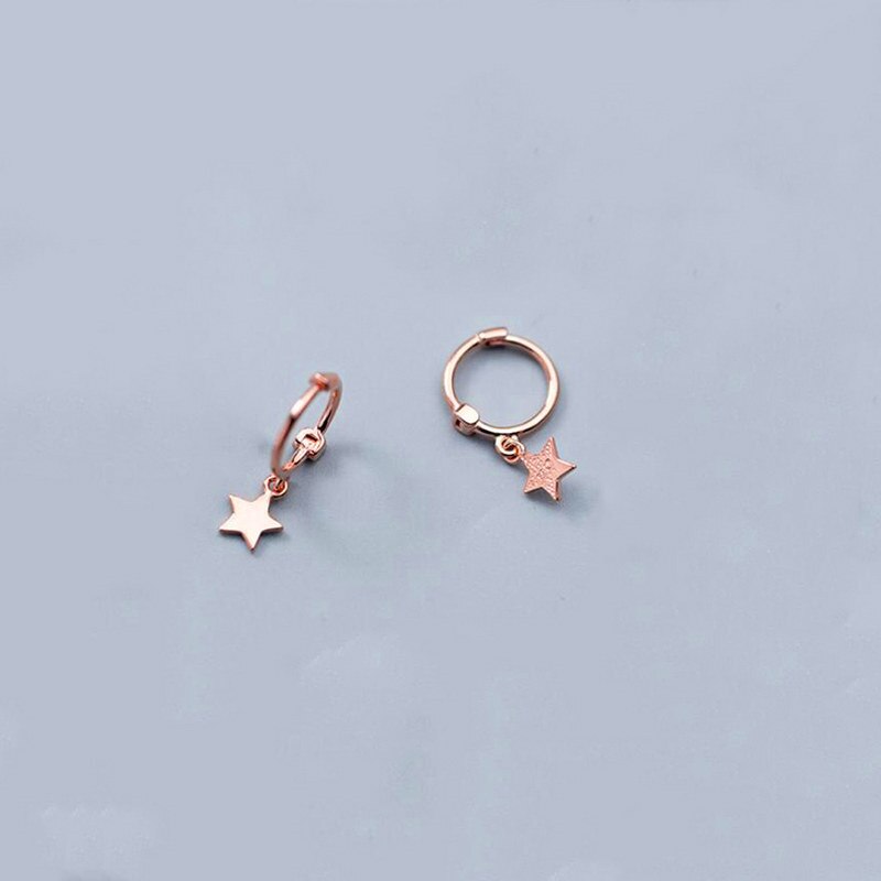 INZATT Real 925 Sterling Silver Star Cross Beads Heart Pendant Hoop Earrings For Women Party Prevent Allergy Trendy Fine Jewelry: XEY594 Rose Gold