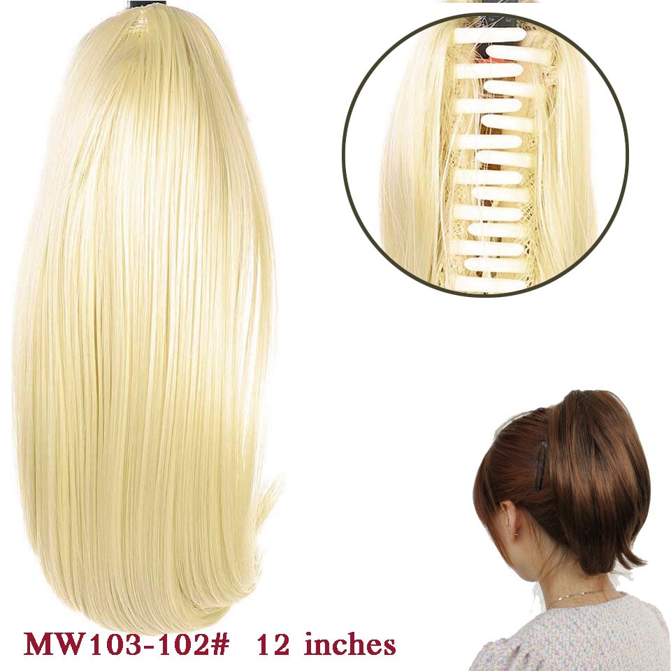 Difei syntetiske kvinner klo på hestehale klips i hårforlengelser rett hestehale frisyre svart brun blonde frisyrer h: 102