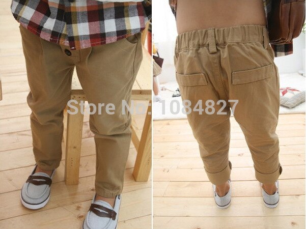 Retro Toddler Kid Boy Khaki Casual Pants Straight Trousers 2-7Y Baby Clothes