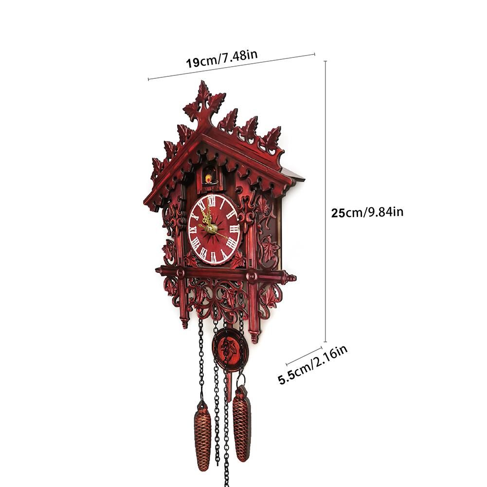 Reloj de cuco para sala de estar, reloj de pared de madera tallado a mano de Bosque Negro, pájaro, Cuco, alarma, hora del día en casa