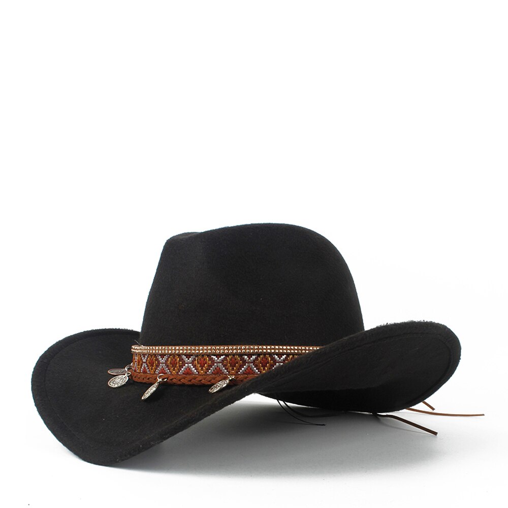 Western Cowboy Hoed Voor Kind Roll-up Rand Jongen Meisje Tovenaar Outblack Sombrero Hombre Jazz Cap Maat 52 -54: Black