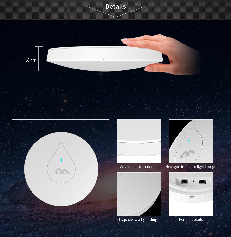 Comfast 300Mbs Krachtige Wifi Router Plafond Ap Wifi Extender Omvatten 48V Poe Ondersteuning Openwrt 300 Vierkante Meter Dekking CF-E350N