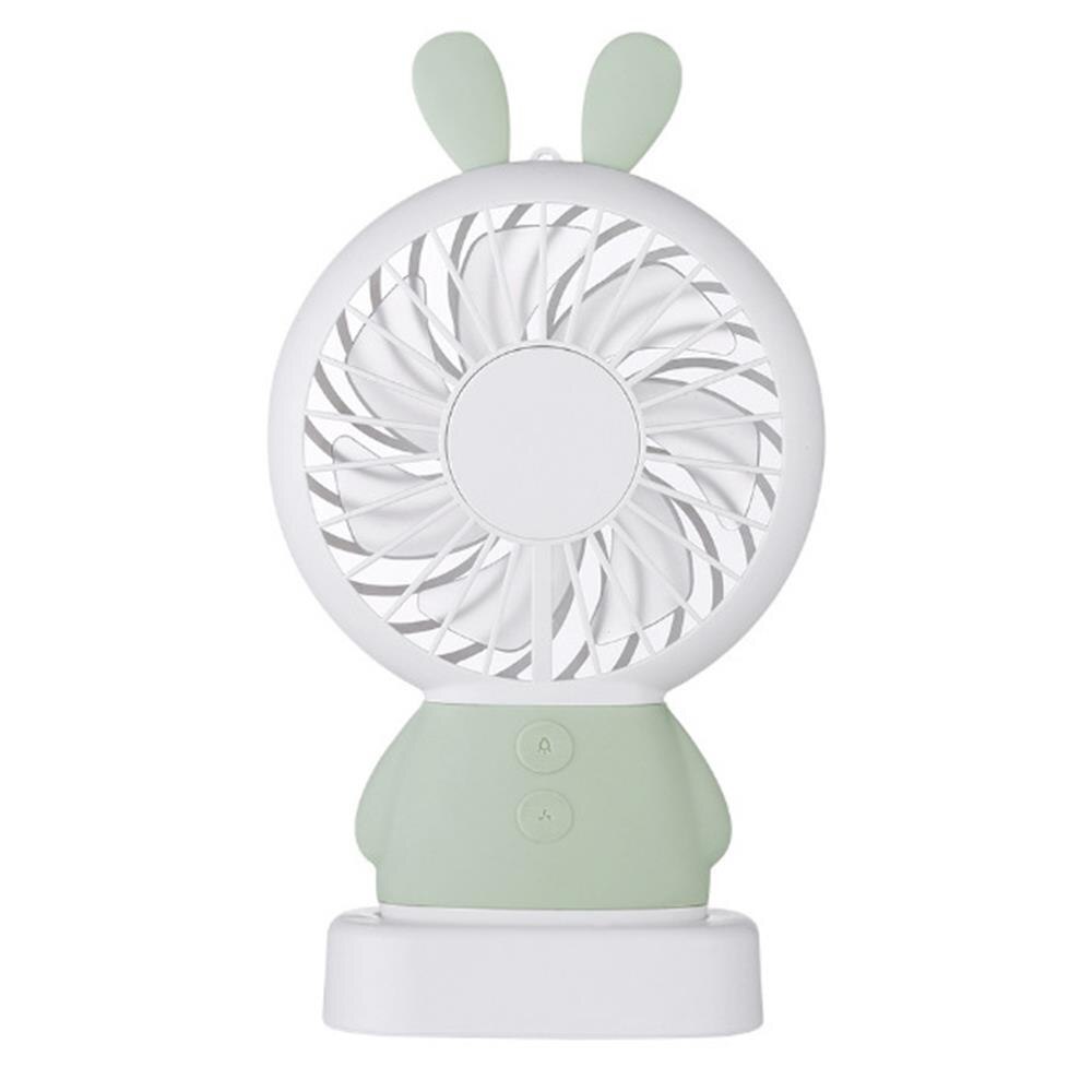Ventilador portátil de bolsillo con luces coloridas de dibujos animados, ventilador de refrigeración para exteriores de verano de 800mAh Mini: green rabbit