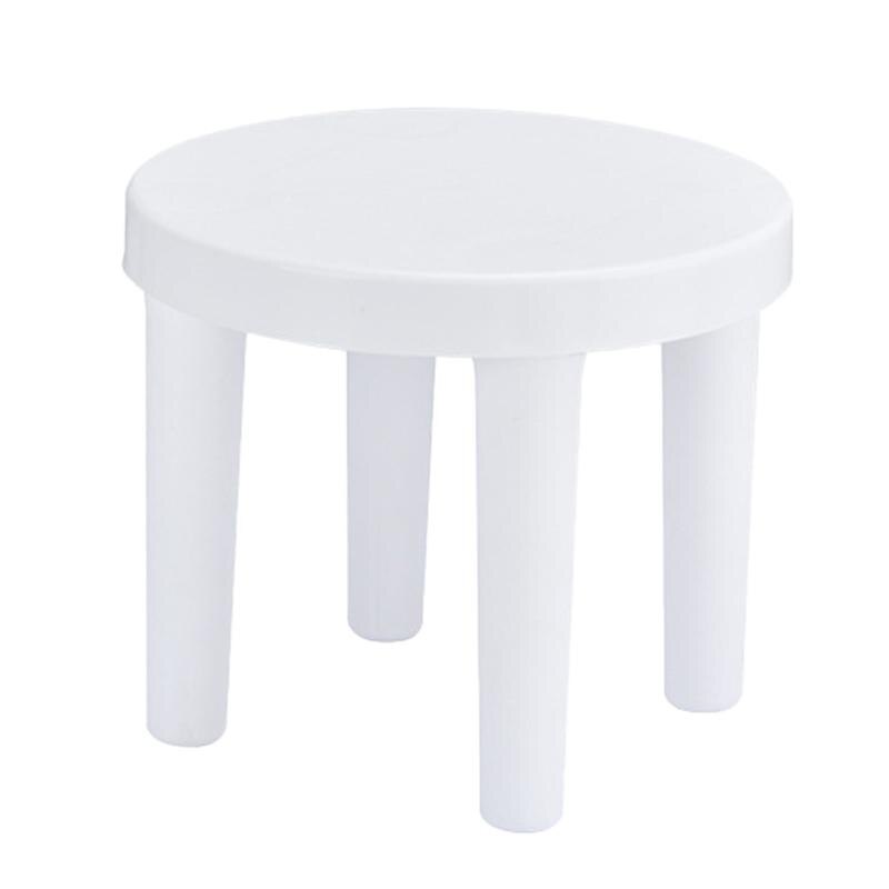 1PC Plastic Small Low Stool Bathroom Anti-slip Round Stool (White)