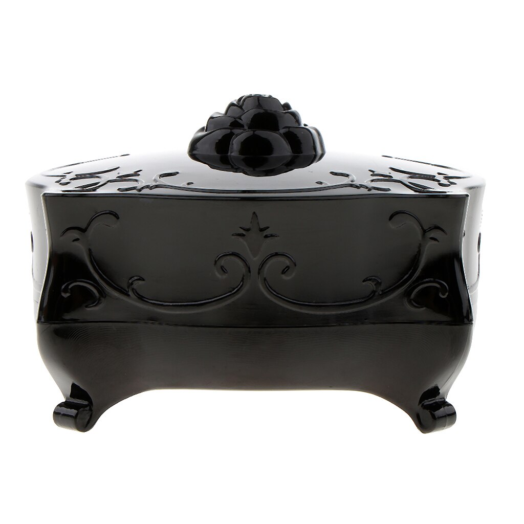 Contenedor de colorete en polvo de cara suelta Vintage, estuche organizador de almohadillas de maquillaje, caja de almacenamiento de anillos de joyería-Negro