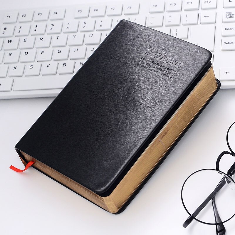Retro Leather Notebook Thick Paper Bible Diary Book Notepad Blank Weekly Plan Writing Daily Notebooks Office School Supplies: Gold
