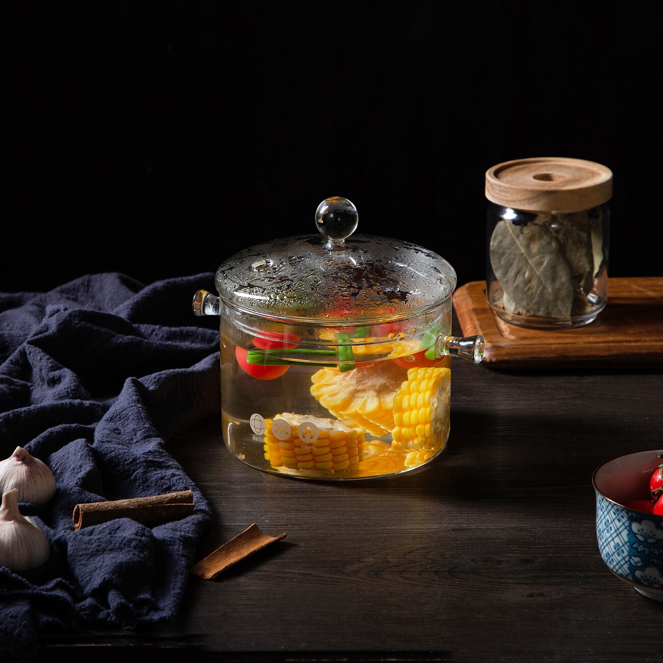 1350ML Heat-resistant Glass Pot Stew Soup Pot Boiling Water Pot High Borosilicate Binaural Glass Salad Bowl