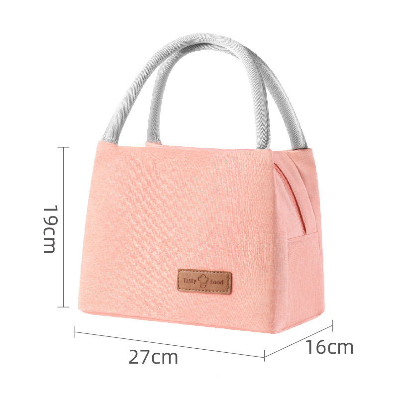 Wasserdichte Tragbare Isolierte Kühltasche Thermische Einfache Leinen Handtasche zu Arbeiten Schulter Gurt Bento Mittagessen Tasche für Lebensmittel: 27x16x19 Rosa