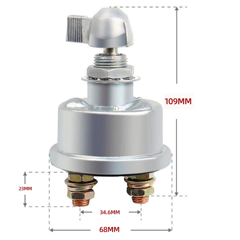 12/24V Master Battery Disconnect Switch Battery Power Cut Off Isolator Killer with Battery Cable Wire for Car Boat ATV