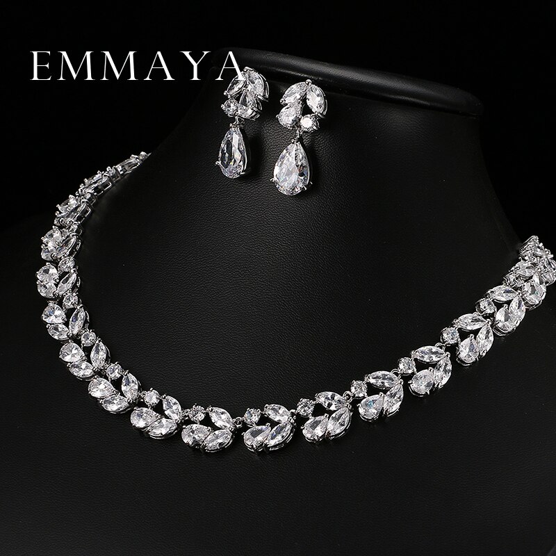 Emmaya Romantische Luxus einstellen Schmuck Blume Wasser Tropfen AAA CZ Kristall Hochzeit Schmuck-setzt Für Bräute Gold Farbe Schmuck