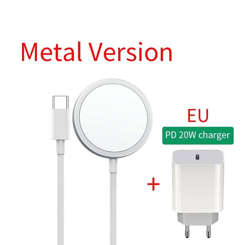 Magnetische 15W Draadloze Oplader Voor Iphone 12/12 Mini/12 Pro/12 Pro Max Snelle Draadloze Opladen Telefoon oplader Voor Samsung S9 Xiaomi: Metal Version-EU