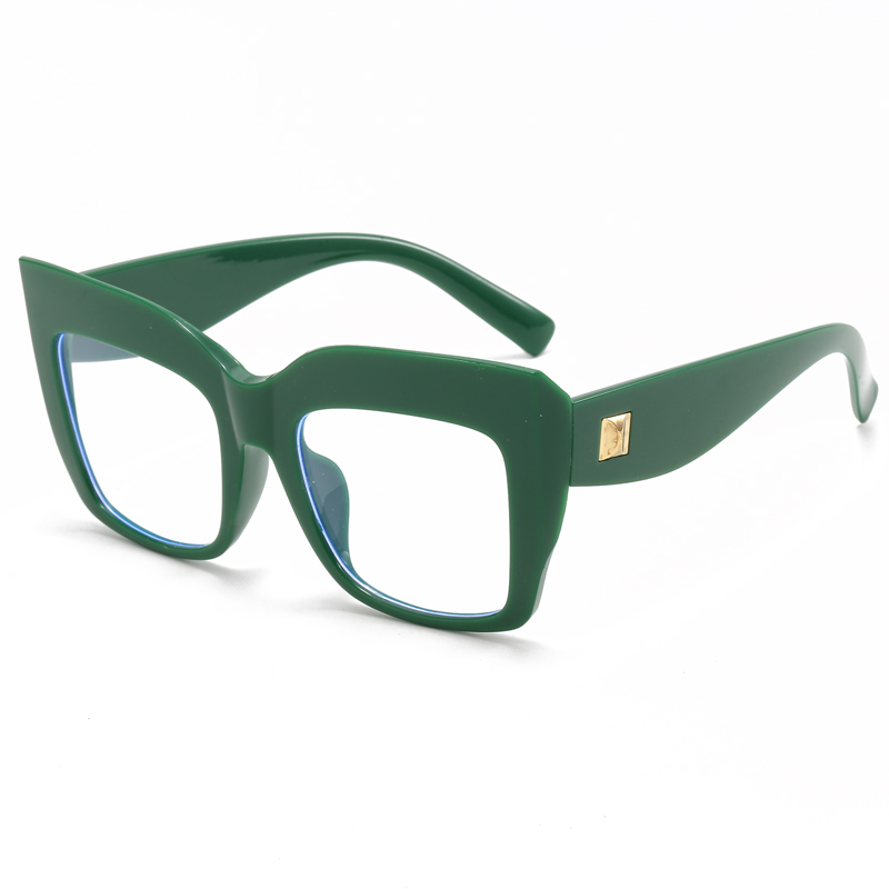 Monturas de gafas cuadradas de gran tamaño para mujer, gafas de azul antiluz azul, lentes ópticos, gafas grandes de de lujo para mujer: Verde