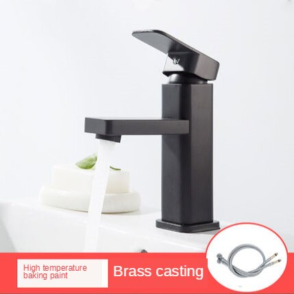 Zwarte Vierkante Badkamer Wastafel Kraan Enkele Handgreep Wastafel Kraan Tap Badkamer Wc Badrandcombinaties Basin Tap: Black