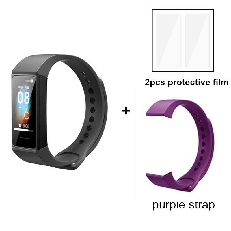 Xiaomi-pulsera inteligente Redmi Band Original, brazalete de Fitness con pantalla táctil a Color de 1,08 pulgadas, Control del ritmo cardíaco y de la música: add purple strap