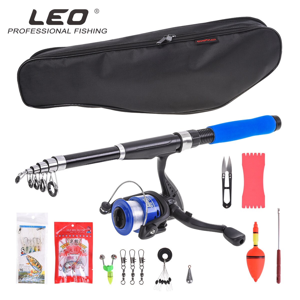 Leo Blue EVA Sea Rod Set 2.1m Entry Fishing Rod Combination Fishing Gear Sea Fishing Set Fishing Rod Fish Wheel Bait