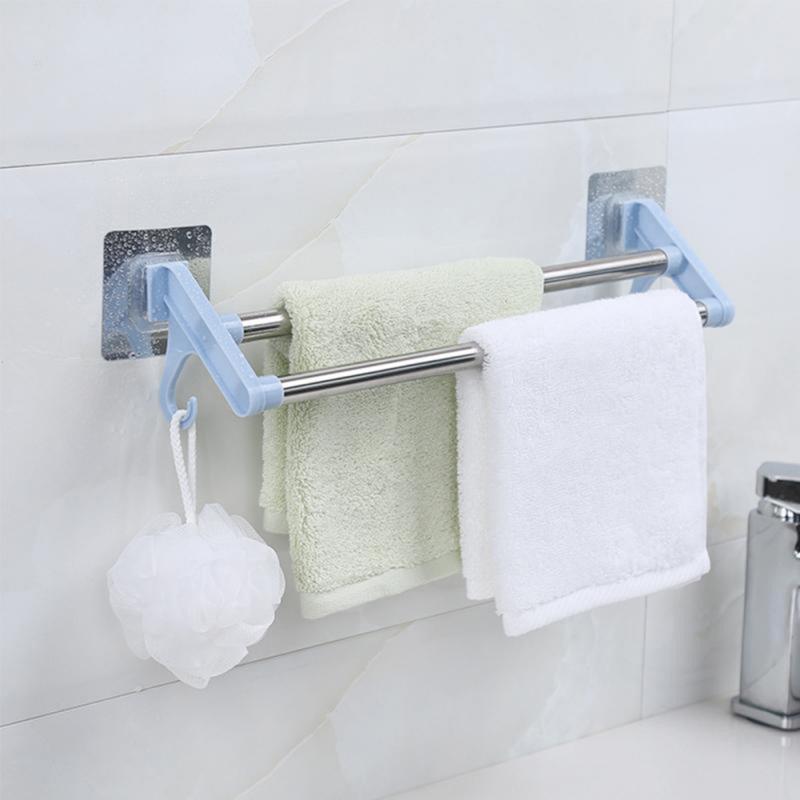 Handdoekenrek 37Cm Handdoek Rail Rack Holder Wandmontage Badkamer Plank Roestvrij Ssteel Dubbele Plank Badkamer Handdoekenrek Bars