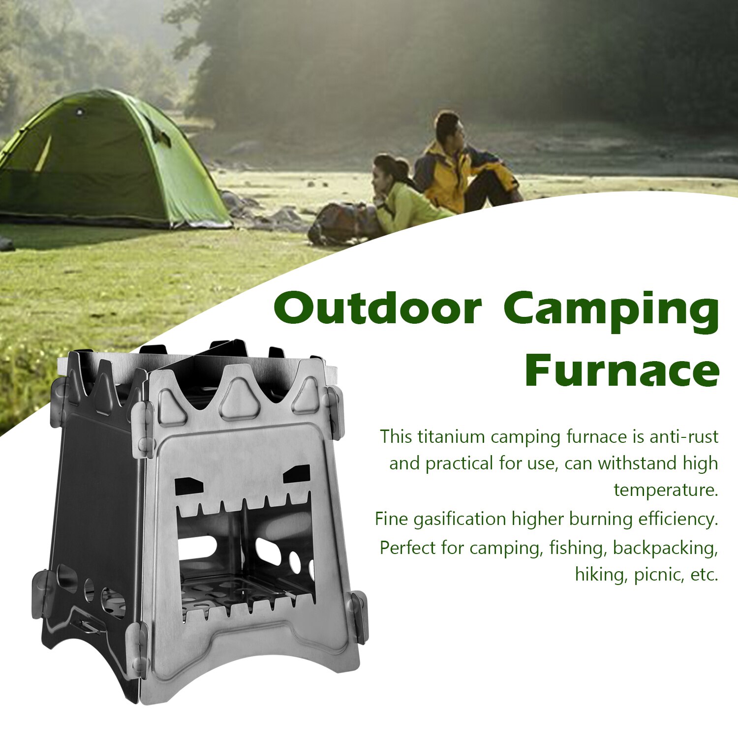 Portable Titanium Outdoor Stove Camping Furnace Camping Wood Stove Picnic Ultralight Folding Camping Cooking Detachable Stoves