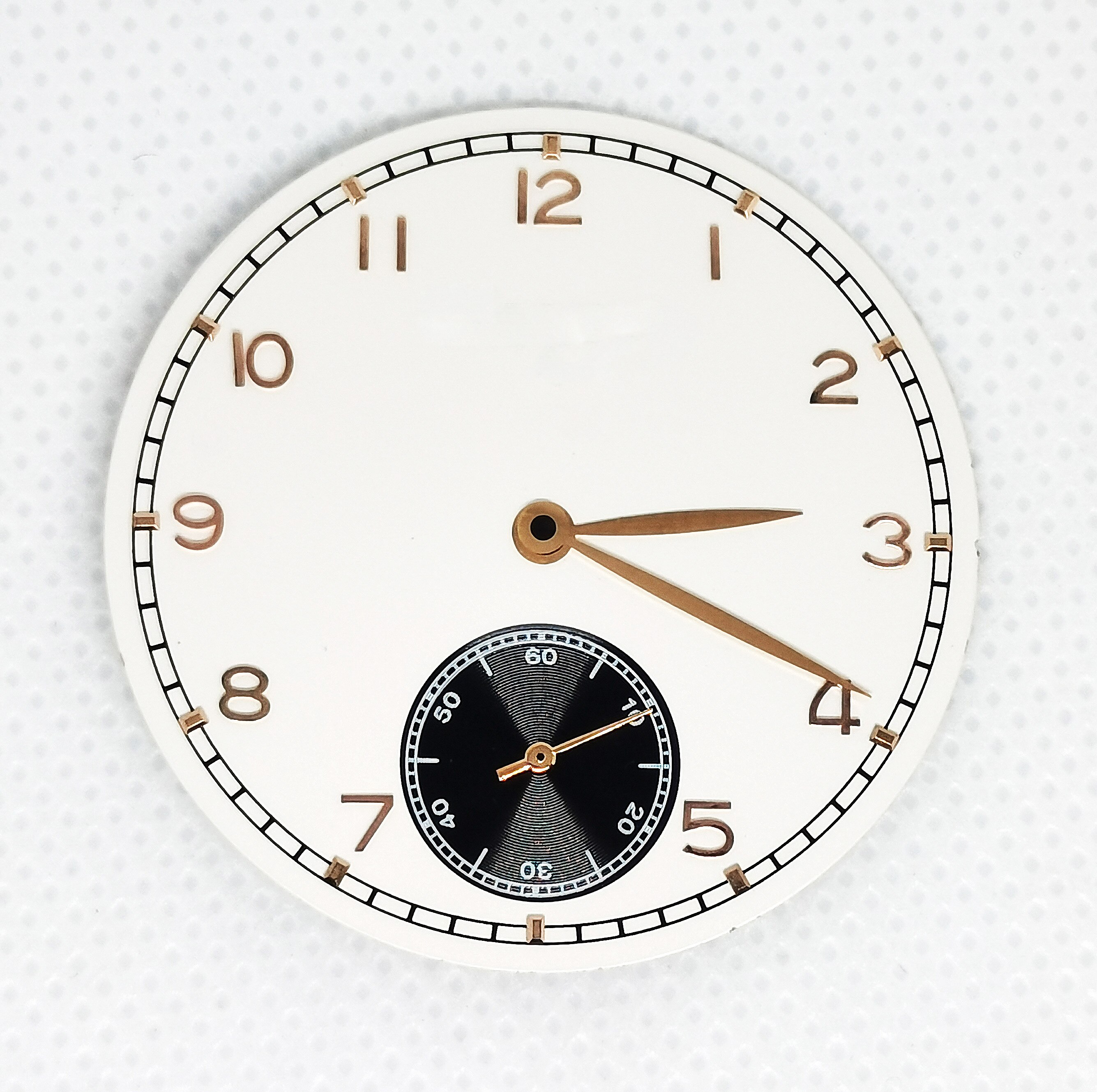 Man's Watch Part For Manual Winding Movement Eta 6498 Rose Gold Dial And Hour Hands