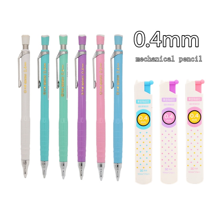 Godteri farge 0.4mm automatisk blyant hb mekanisk blyant påfyll veldig fin linje blyant student maleri skrivemateriell