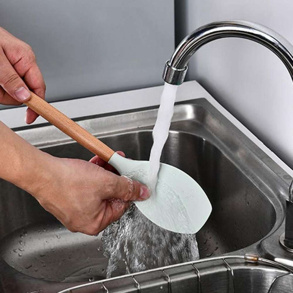 12 stk kjøkkenutstyr sett silikon kokekar kokespatel varmebestandig verktøy med trehåndtak til nonstick nonstick