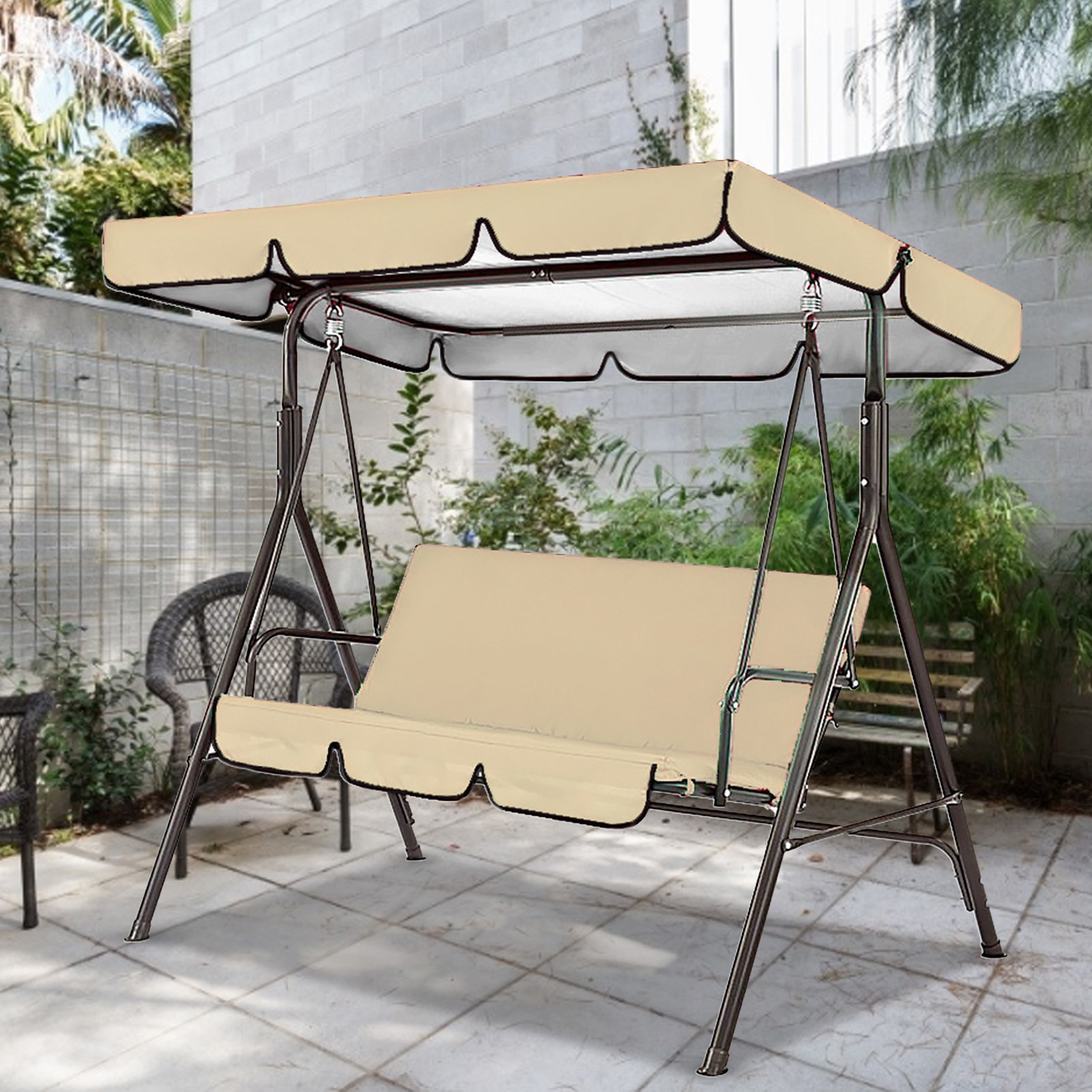 Terras Schommel Stoel Cover En Luifel Set Universal Tuin Regendicht En Zonneplek Stoel Stofdicht 3-Seater Outdoor Luifels