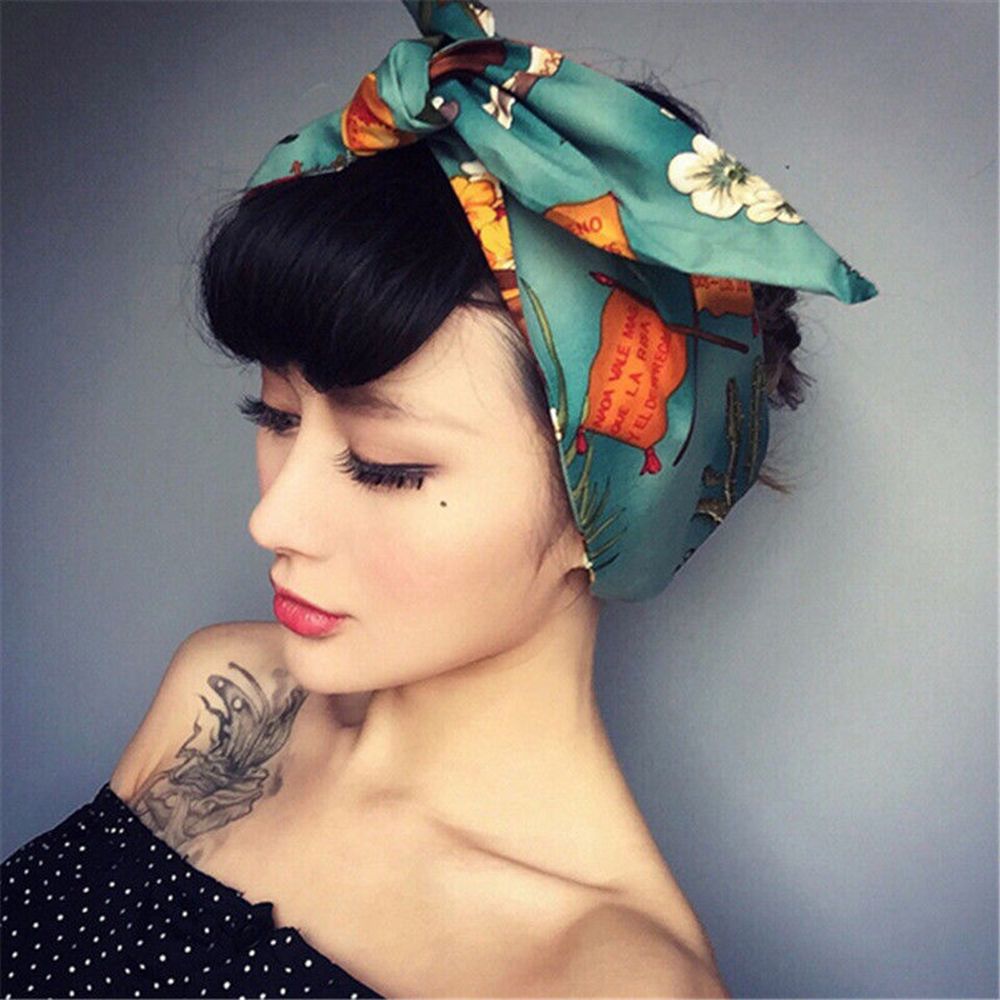 Rockabilly señoras patrón de nudo diadema estampada Vintage pañuelo para la cabeza banda de pelo Retro 50's mujeres
