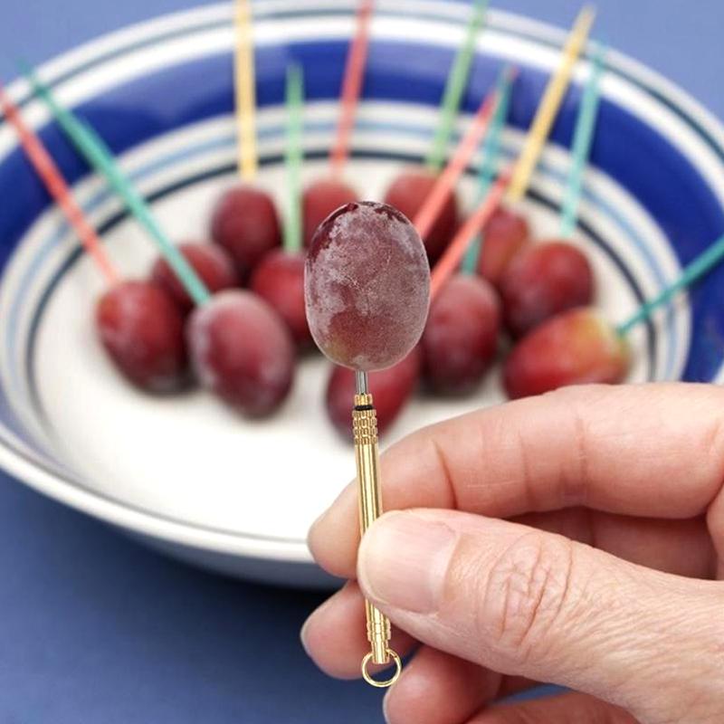 Przenośne tytanowe wykałaczki z etui, brelokiem ochronnym, wodoodporne, wielokrotnego użytku, kieszonkowe, metalowe dozowniki na wykałaczki