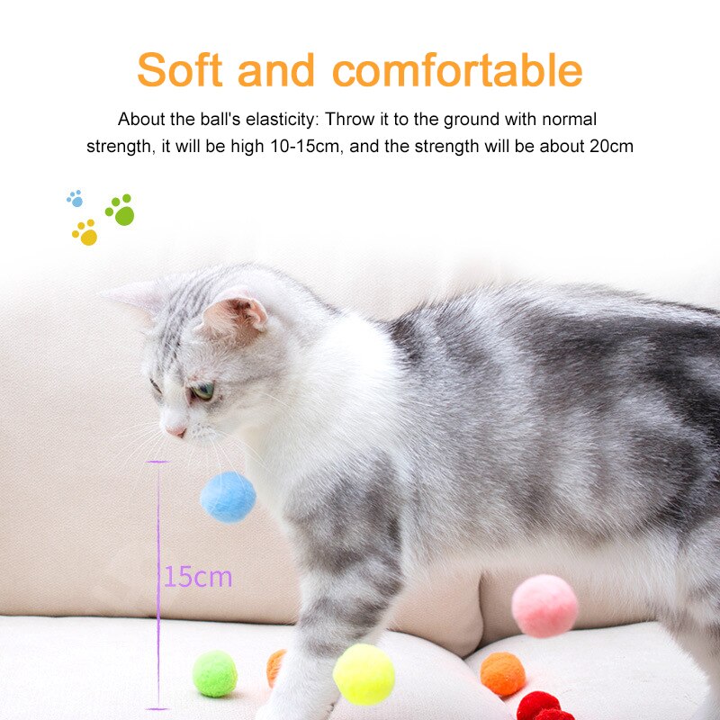 10/20/30 Pcs Cute Funny Cat Toys Stretch Plush Ball 0.98in Cat Toy Ball Colorful Interactive Cat Pom Pom Cat Chew Toy