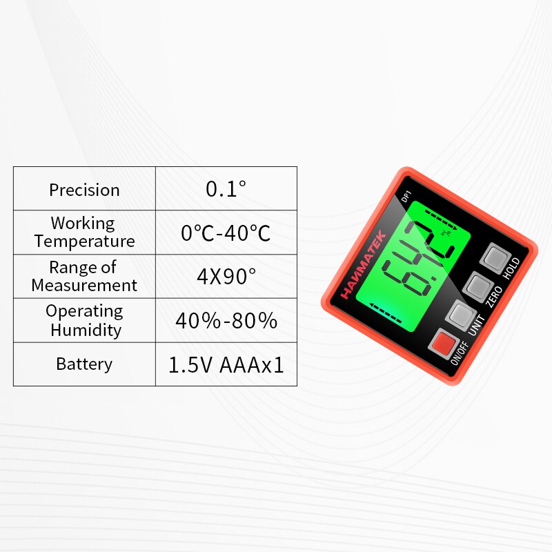 HANMATEK High-Precision Digital Display Protractor 60 Degrees Pocket Digital Protractor Magnetic Base Level Easy To Carry