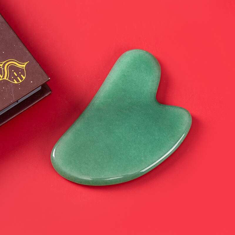 Natuurlijke Jade Gua Sha Schraper Board Massage Rozenkwarts Jade Guasha Steen Voor Gezicht Hals Skin Lifting Rimpel Remover Schoonheid zorg: Green-1