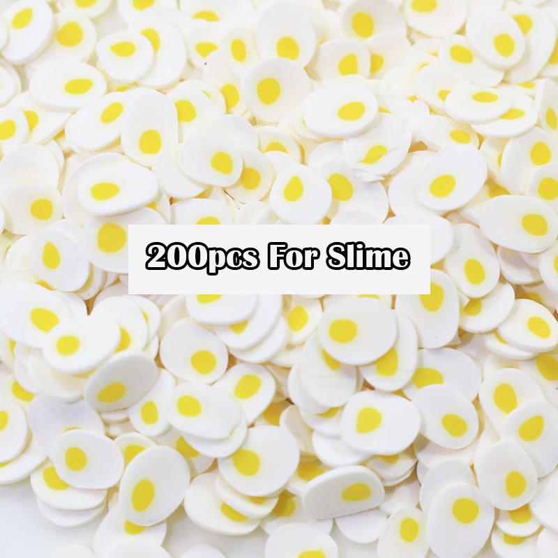 200Pcs Obst Scheiben Schleim Zusatzstoffe Weiche Fimo Scheiben für Nail art Schönheit Decor Schleim Füllstoff Supplies Charms Zubehör Spielzeug: 200Pcs Egg