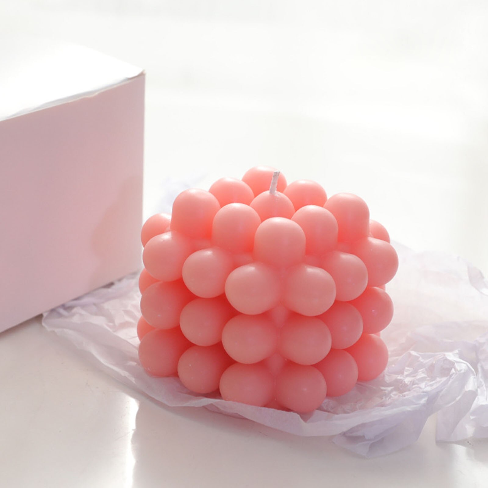 Cubo de burbujas para aromaterapia, vela de cera de soja sin humo, perfumada, redonda y , 250g
