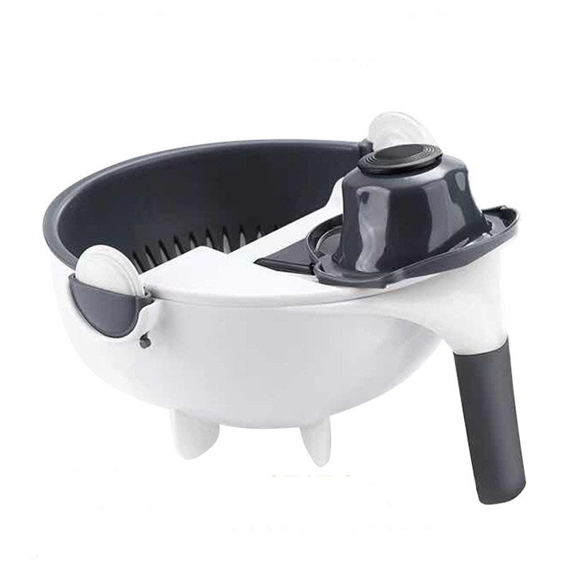 Multi manuell skivare rotera grönsaksskärare med avloppskorg multifunktions kök veggie shredder rivare skivare fri skalare