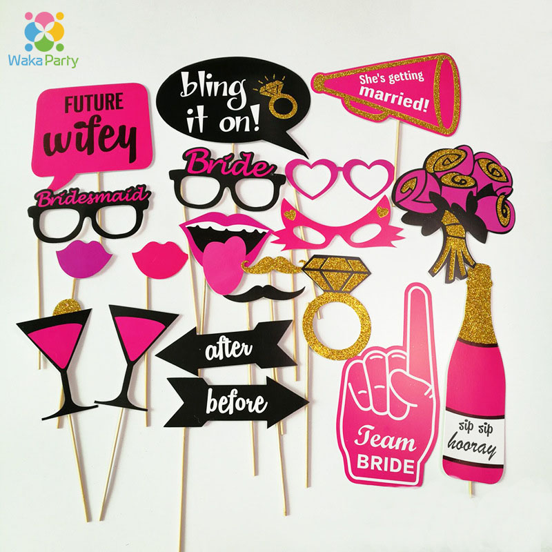 Bachelorette Hen Party Photo Booth Props DIY Kits Girls Night Out Wedding Bridal Shower Decorations Game Photo Shoot Favor