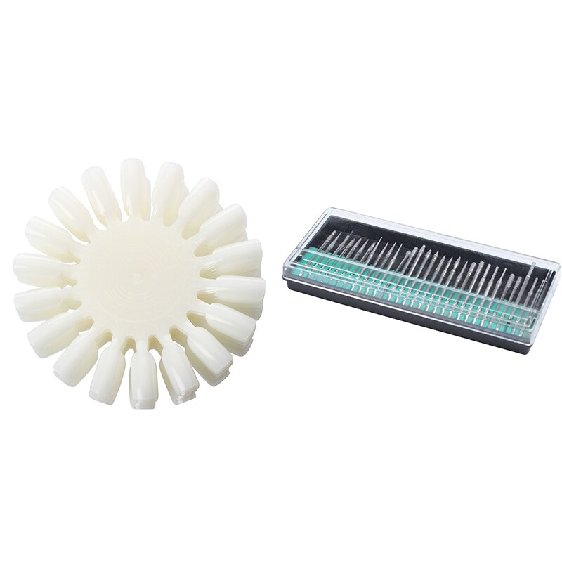 10 x nail art tips gel akryl display övningshjul & 1 box polering kit 30 poli mill 3/32 tum manikyr pedikyr