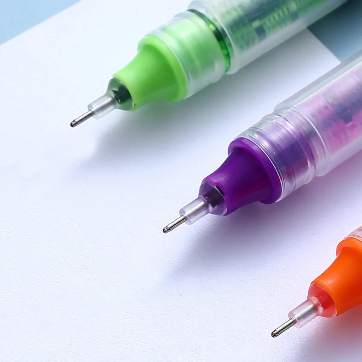 10Pcs/set Needle Type Gel Pens Straight Liquid Ballpoint Pen Kawaii Stationery School Office Supplies Writing