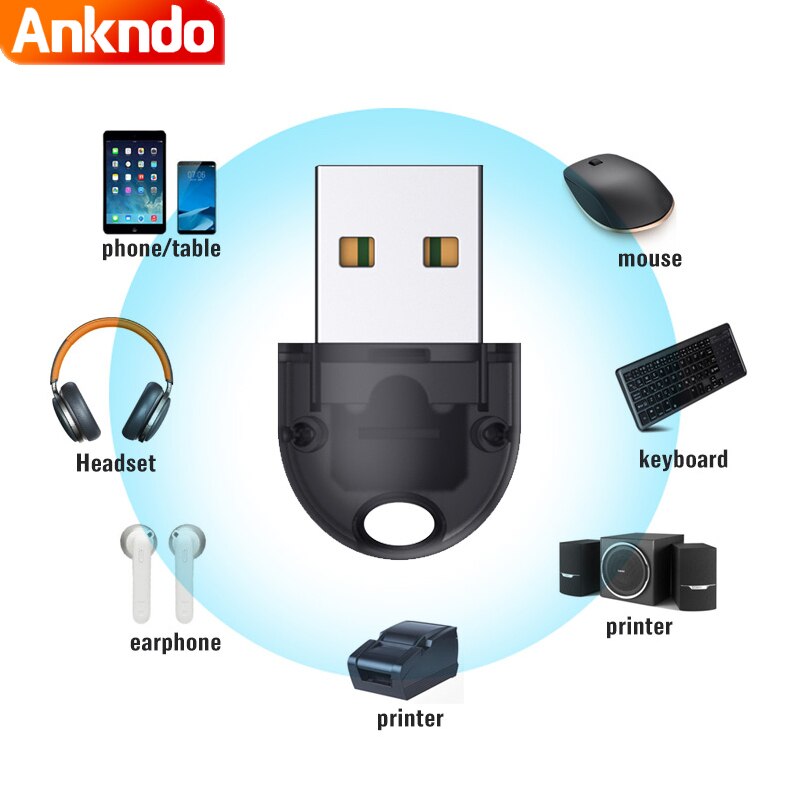 ANKNDO Usb 5.0 Bluetooth Adapter Earphone Transmiter Adaptador for Mini Pc Computer Laptop Printer Receiver Usb Receptor Dongle