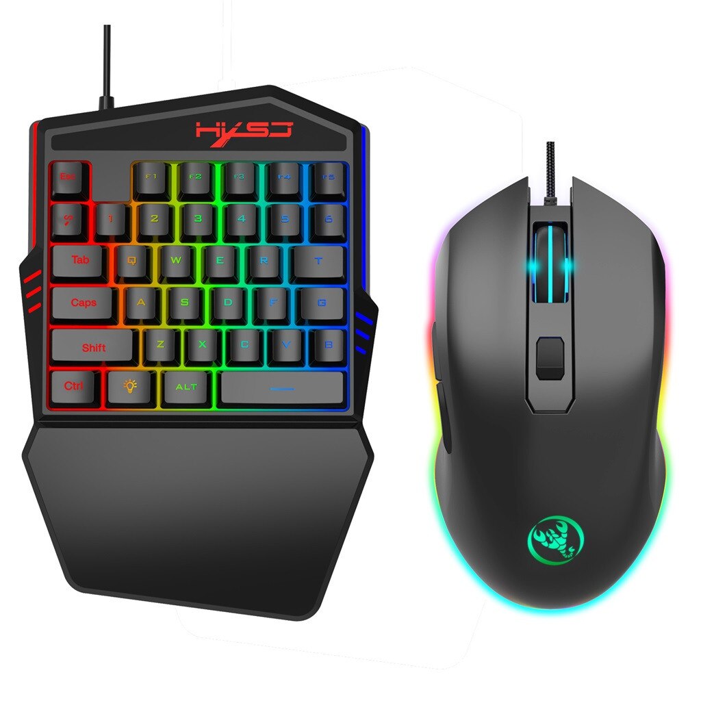Gaming Keyboard Wired Mouse Gamer 35 Keys Mini USB Wired Keyboards 6400DPI Computer Mouse LED Backlight Gaming Mouse