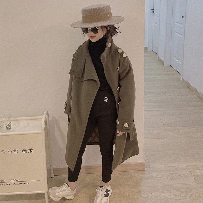 2022 primavera inverno bambini ragazze cappotto caldo di lana moda per bambini miscele di lana cappotto Casual per bambini ragazza giacche lunghe 6-14Y