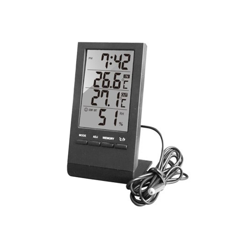 Thermometer Hygrometer Thermohygrometer with Probe for Measure Indoor and Outdoor Temperature Battery Not Included: G384906