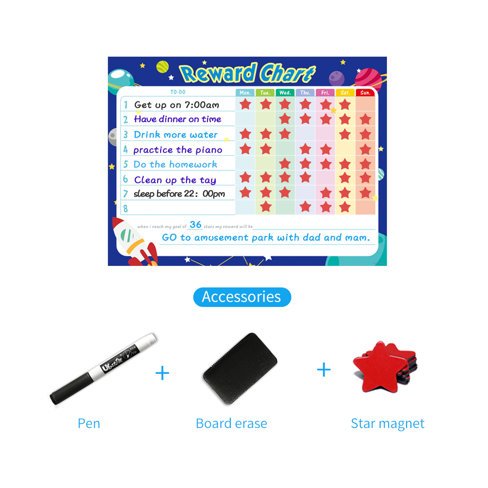 Removable Whiteboard Fridge Sticker Weekly Planner Magnetic Dry Wipe Calendar Schedule Kids Reward chart School Home Stationery