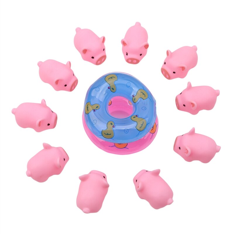 Cute Pig Baby Bathing Toy Cute Cartoon Animals Swimming Water Soft Floating Rubber Pink Pigs Squeeze Sound Squeaky Toy